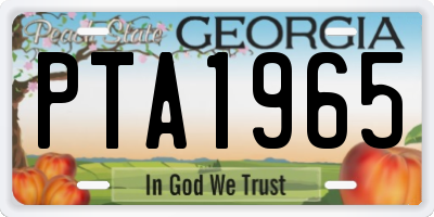 GA license plate PTA1965