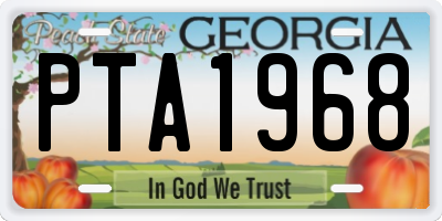 GA license plate PTA1968