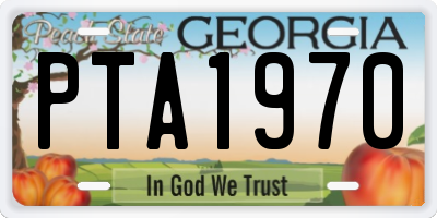 GA license plate PTA1970