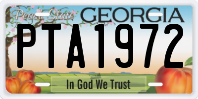GA license plate PTA1972