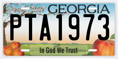 GA license plate PTA1973