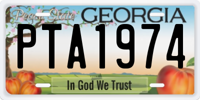 GA license plate PTA1974