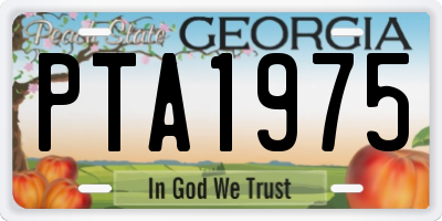 GA license plate PTA1975