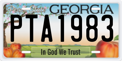 GA license plate PTA1983