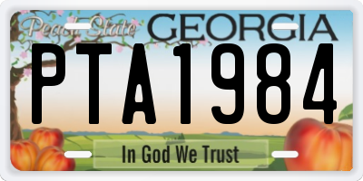 GA license plate PTA1984