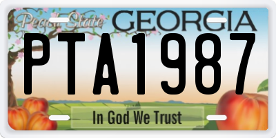 GA license plate PTA1987