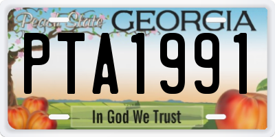 GA license plate PTA1991
