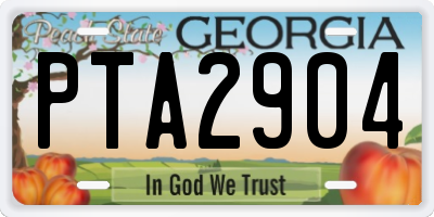 GA license plate PTA2904