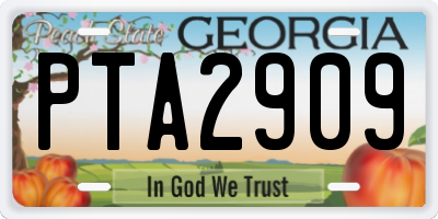 GA license plate PTA2909