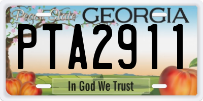 GA license plate PTA2911
