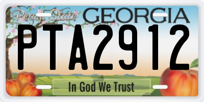 GA license plate PTA2912