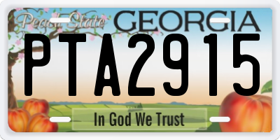 GA license plate PTA2915