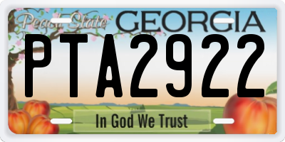 GA license plate PTA2922