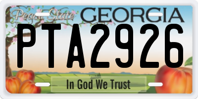 GA license plate PTA2926
