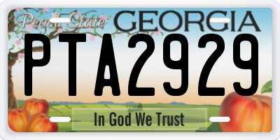 GA license plate PTA2929