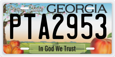GA license plate PTA2953