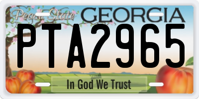 GA license plate PTA2965