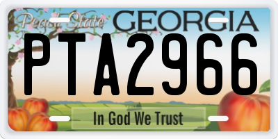 GA license plate PTA2966