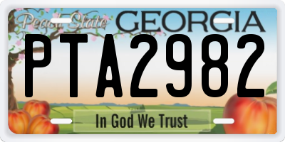 GA license plate PTA2982