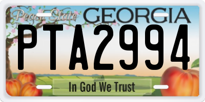 GA license plate PTA2994