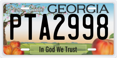 GA license plate PTA2998
