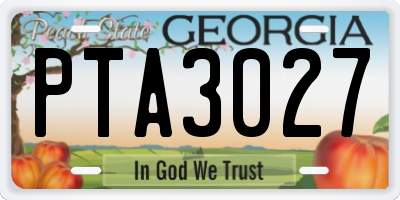 GA license plate PTA3027