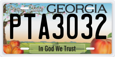 GA license plate PTA3032