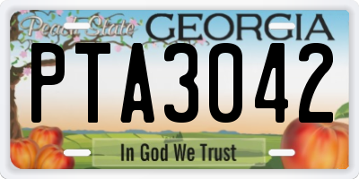GA license plate PTA3042