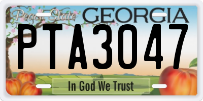 GA license plate PTA3047