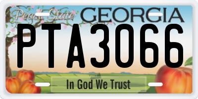 GA license plate PTA3066