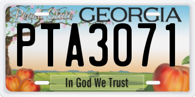 GA license plate PTA3071