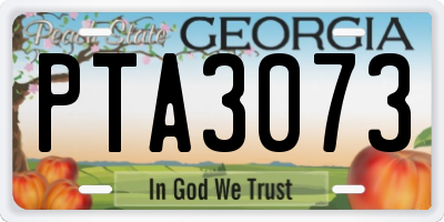 GA license plate PTA3073