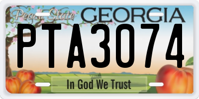GA license plate PTA3074