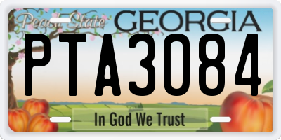 GA license plate PTA3084