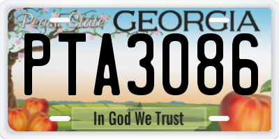 GA license plate PTA3086