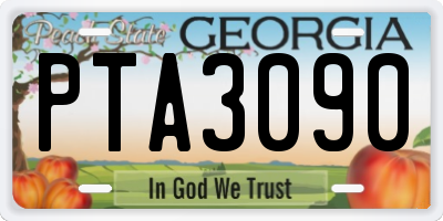GA license plate PTA3090