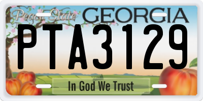 GA license plate PTA3129