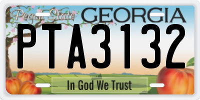 GA license plate PTA3132