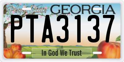 GA license plate PTA3137