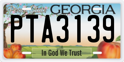 GA license plate PTA3139