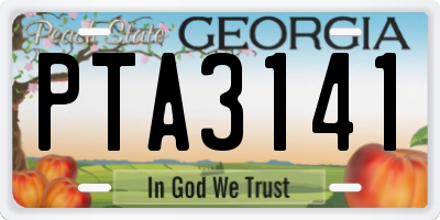 GA license plate PTA3141