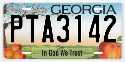 GA license plate PTA3142