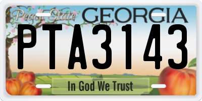 GA license plate PTA3143