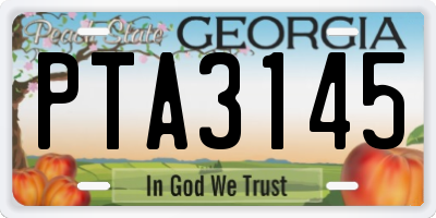 GA license plate PTA3145