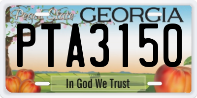 GA license plate PTA3150