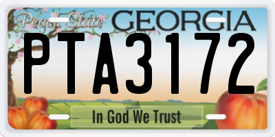 GA license plate PTA3172