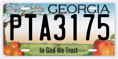 GA license plate PTA3175