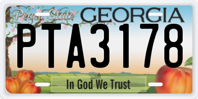 GA license plate PTA3178