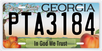 GA license plate PTA3184