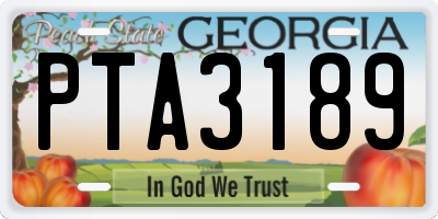 GA license plate PTA3189